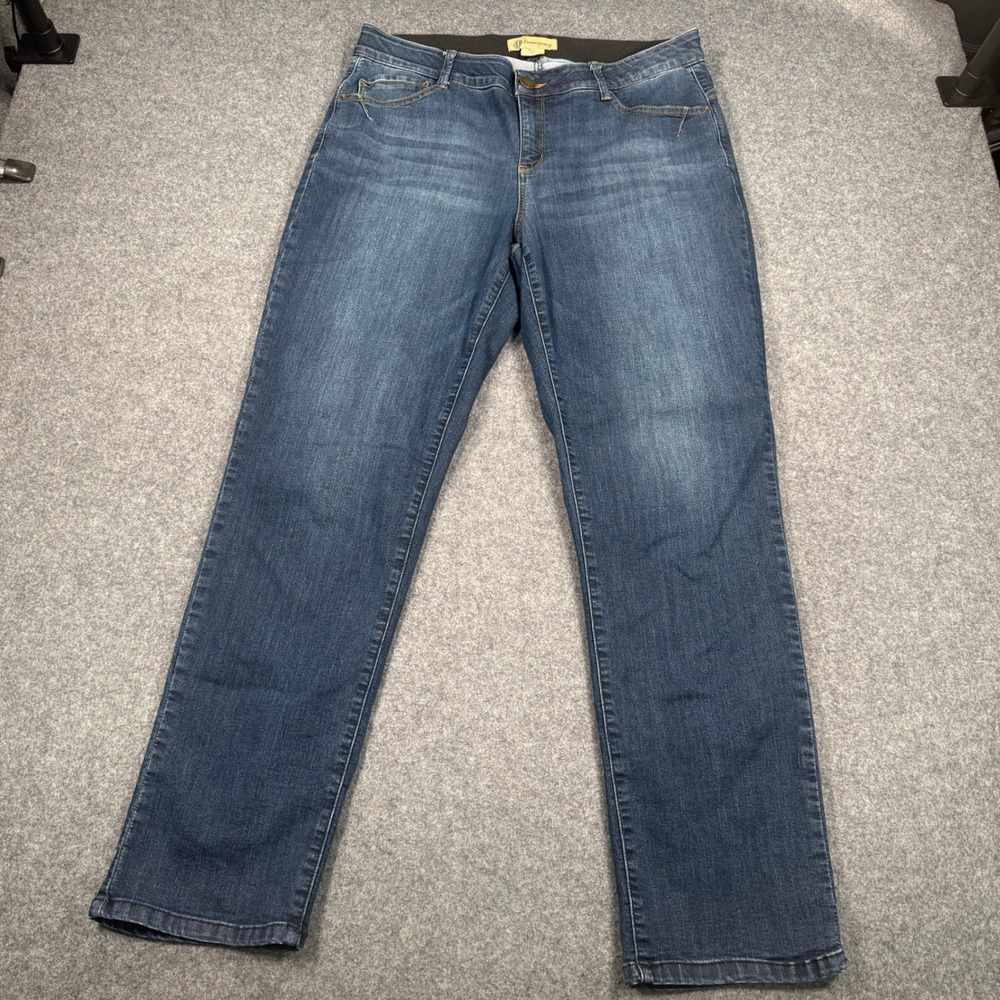 Democracy Ab Solution Straight Leg Jeans Dark Wash Blue Denim 16W Plus Size